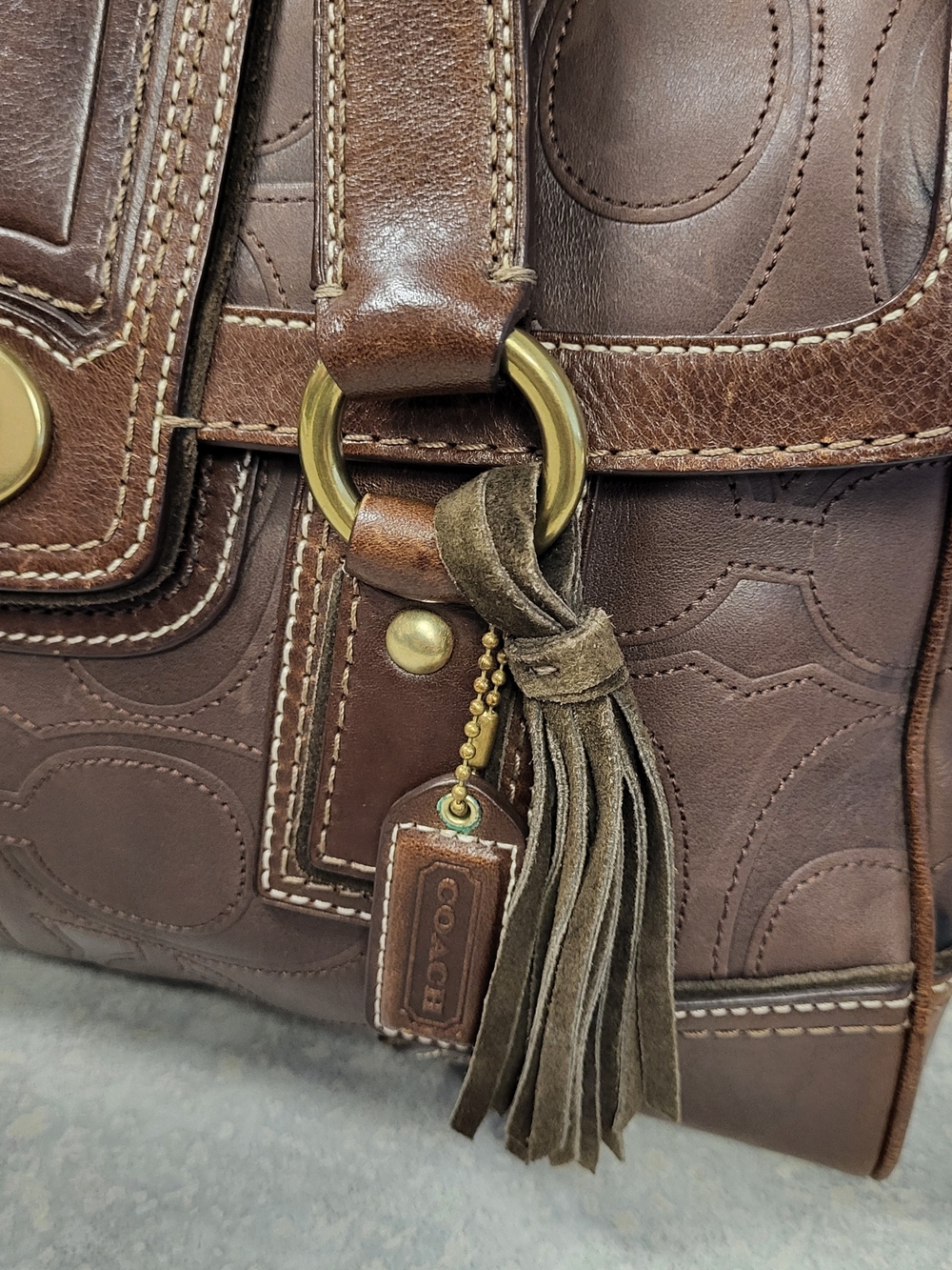 Vintage Coach Hamptons Embossed Leather Satchel Bag Mahogany Brown - Picture 2 of 8